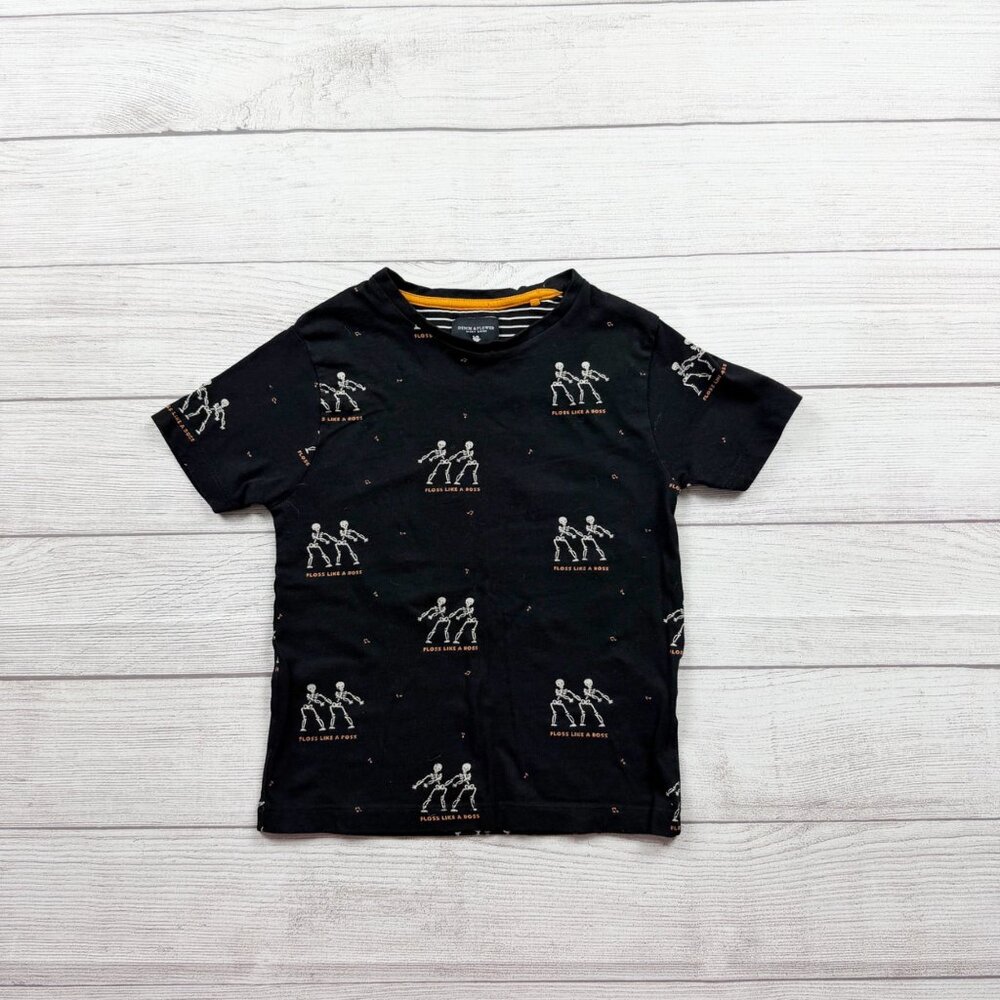 Denim & Flower Boys Halloween Skeleton Print T-Shirt Floss Like a Boss Tee 5-6